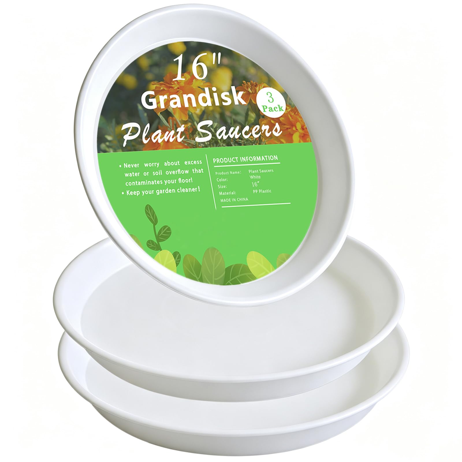 Heavy-Duty Plant Saucers - 3 Pack, Brown -22