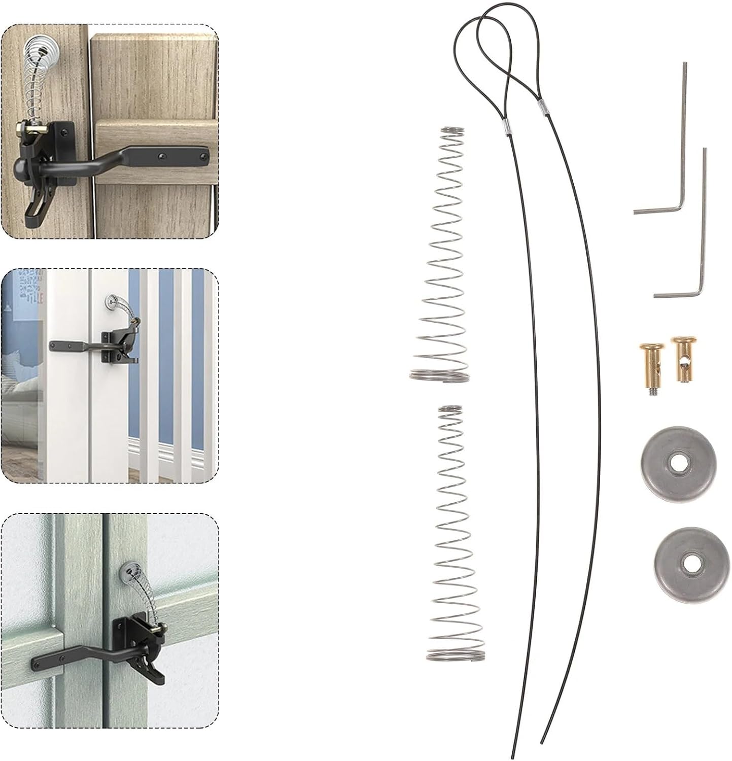 Gate Latch Pull 20set Spring Loaded Cable Pull Small Lock Accessories Gate Latch Wooden Fence Metal Gates Hardware Spring Stainless Steel