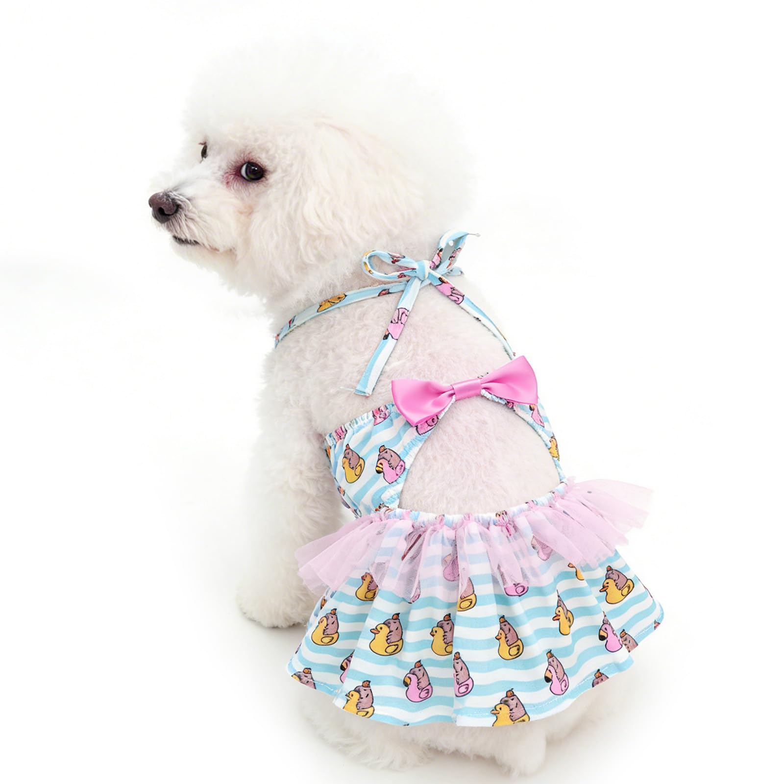 CuteBone One Piece Dog Bikini Swimsuit Dress - Puppy Bathing Suit Costume for Small Dogs - Comfortable &amp; Stylish Pet Clothes for Summer Pool, Beach &amp; Play LTDB11M