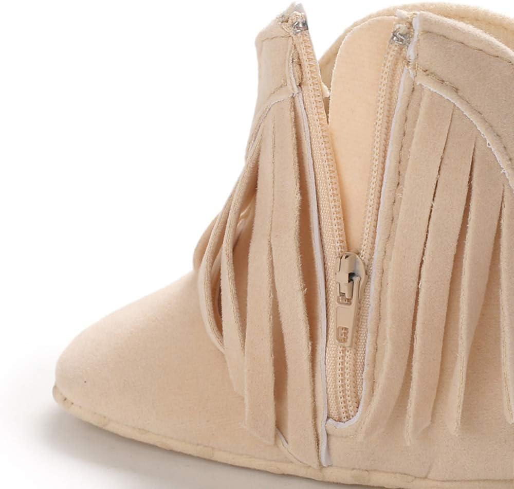 WILLFUN Baby Girls Boots with Tassels Infants Soft Sole Shoes Toddler Zipper Short Bootie - Image 6