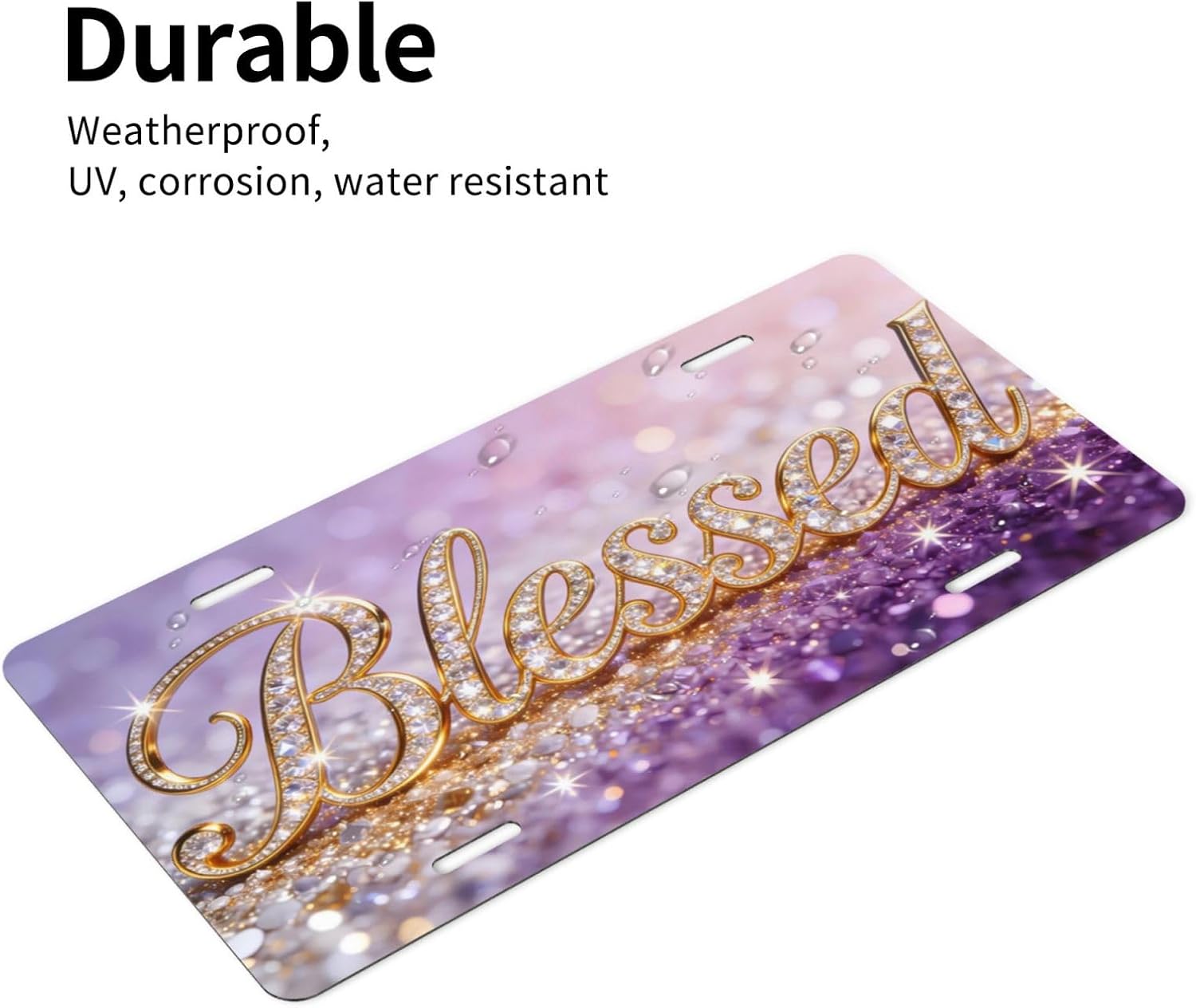 Gold Diamond Blessed Front License Plate Aluminum License Plates image 5