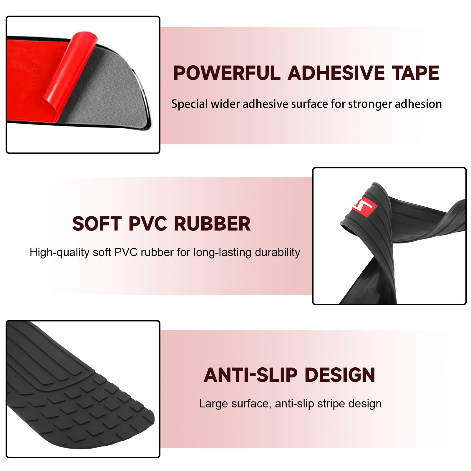 Protezione paraurti posteriore in gomma antigraffio 104 x 8,6 cm universale nero sport