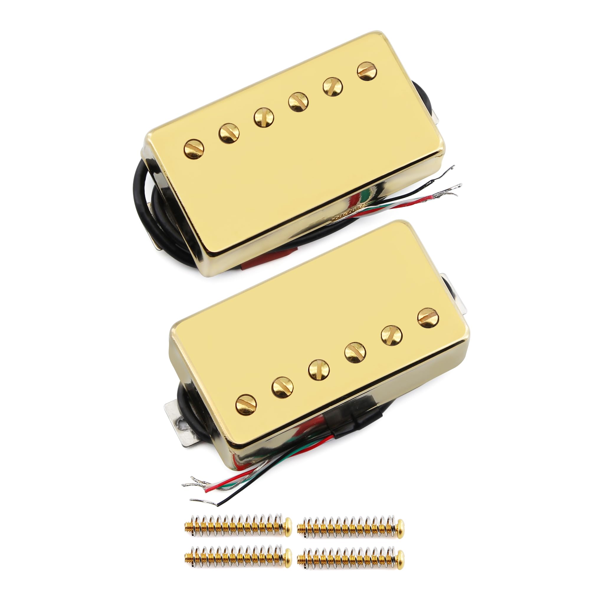 FLEOR Alnico 5 Guitar Humbucker Pickup 4-Wires Neck+Bridge Pickup Set Golden Fit Gibson Les Paul Guitar Part