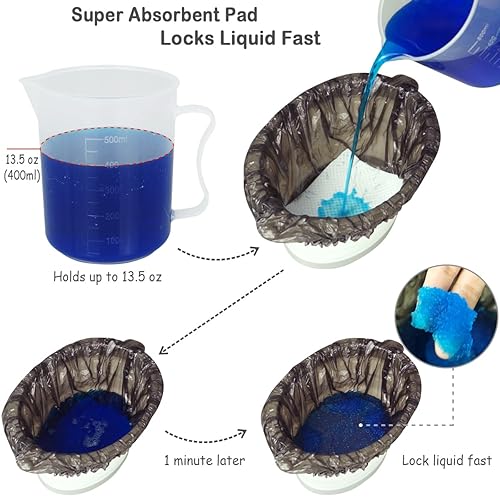 Miniatura 2 de Bolsas de repuesto para orinal con almohadilla absorbente para orinal de viaje BlueSnail 40 unidades (ébano)