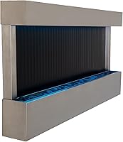 XBrand 47" Wall-Mounted Mirror Waterfall Fountain with LED Lights, Rocks & Silver Metal - Indoor Relaxing Home Decor Feature