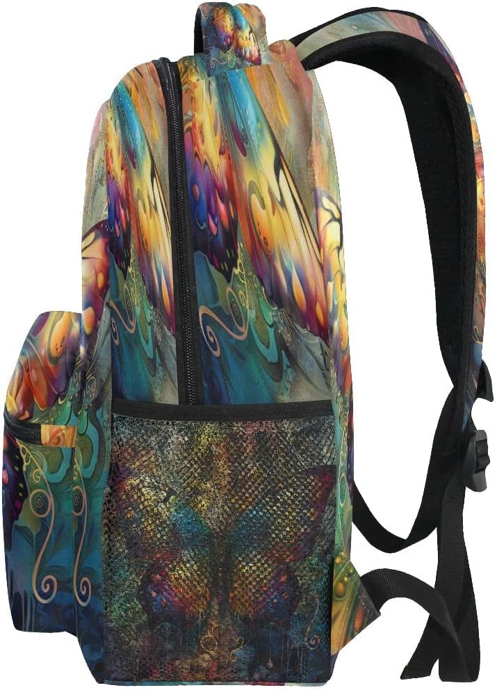 Colorful Butterfly Mysticism Backpack for Girls School Bags Bookbags for Teen Kids Travel Laptop Daypack Bag Laptop Backpacks