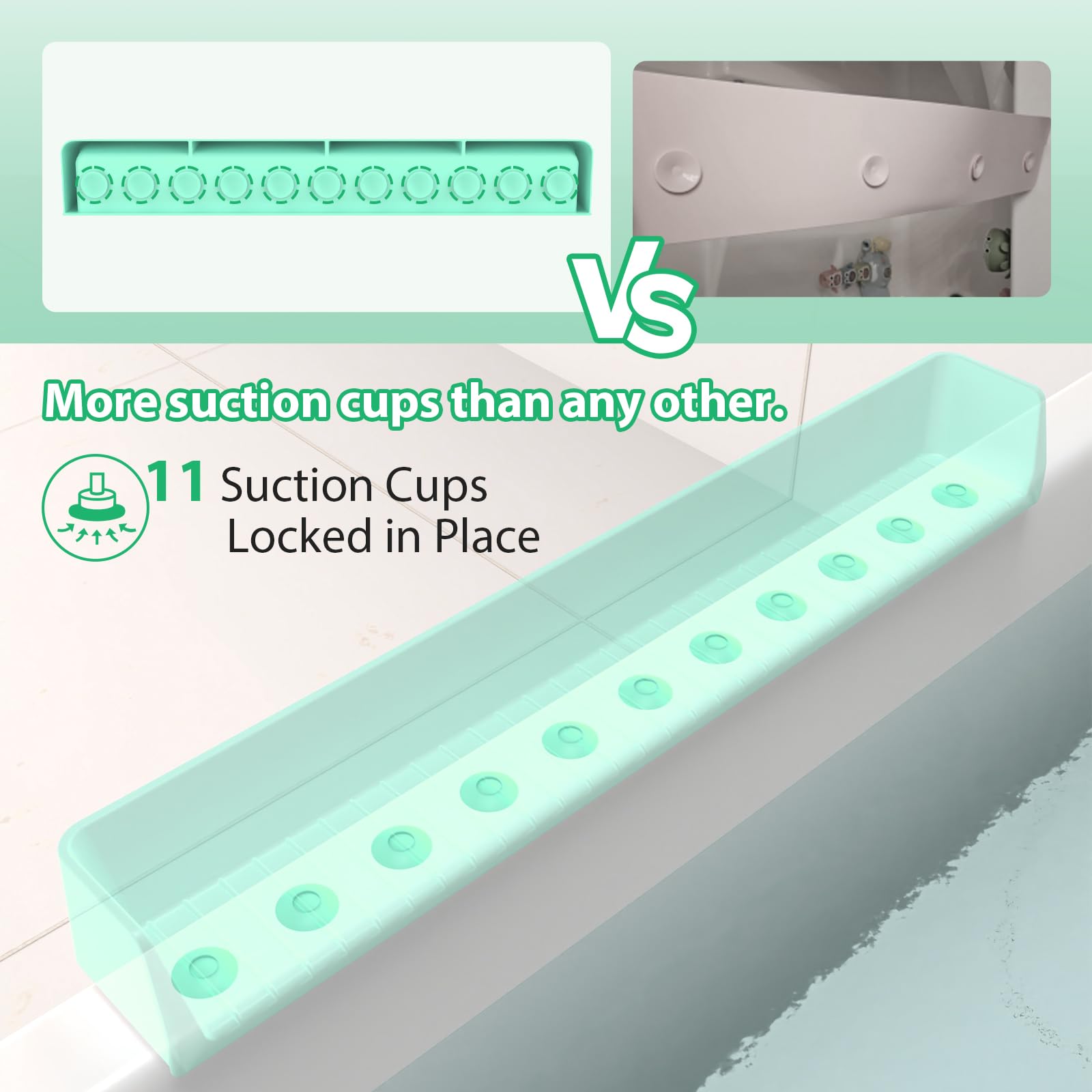 Paraspruzzi per vasca da bagno per bambini, barriera d'acqua extra larga 80 cm e vassoio da gioco, organizer sicuro per giocattoli, in silicone facile da pulire con ventose, accessori per