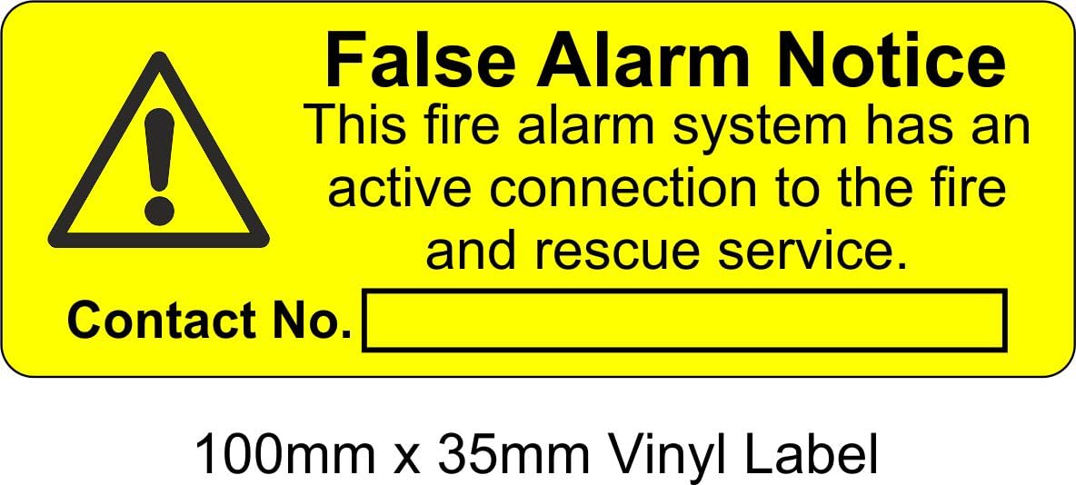 False Alarm Security Warning Stickers, 100mm x 35mm, Self-Adhesive Labels, Pack of 200 Stickers