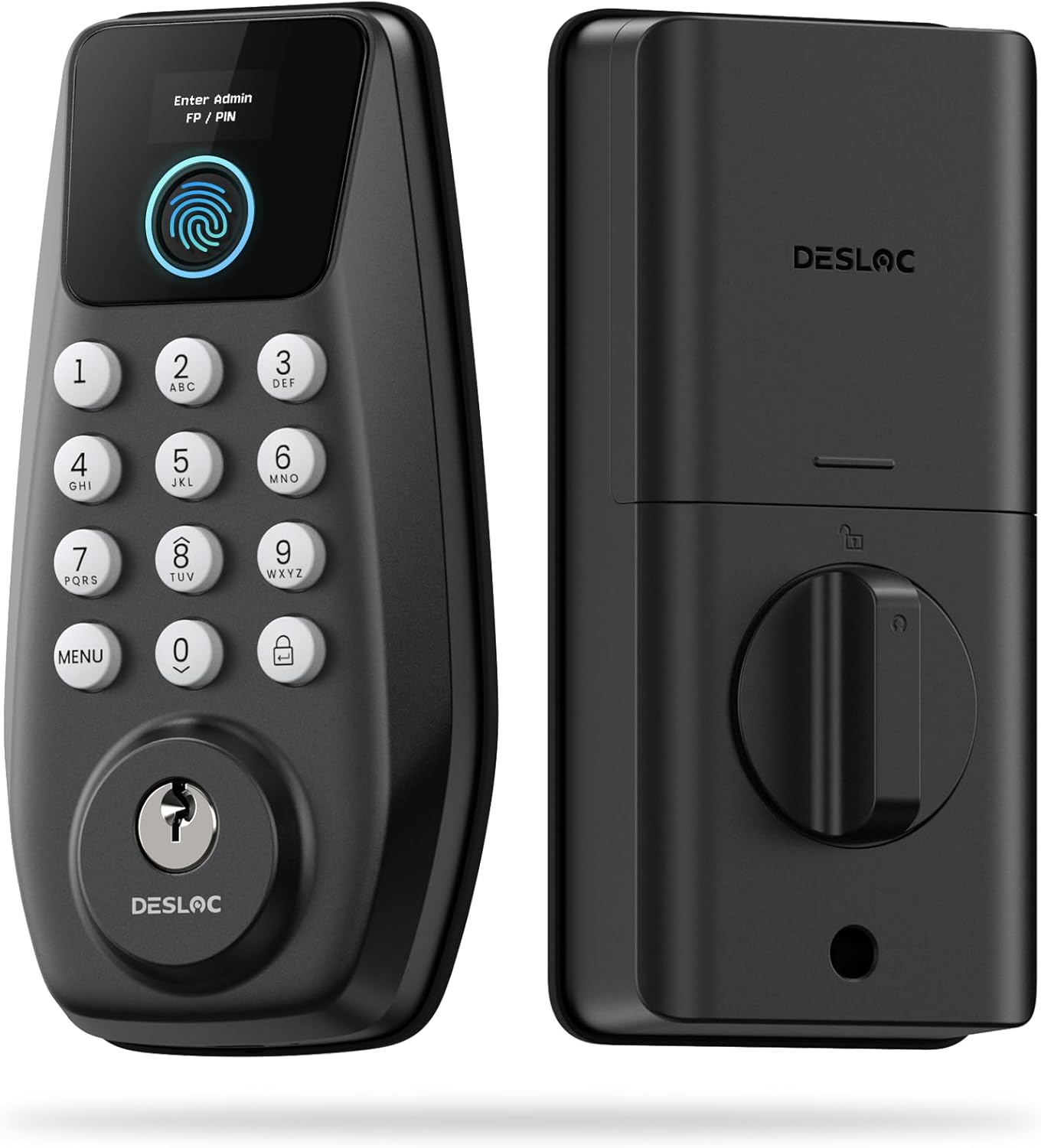 DESLOC C110 Keyless Entry Door Lock with Fingerprint – Smart Deadbolt Lock for Front Door with 2 Keys – Auto Lock – Easy Installation, 100 PIN Codes, IP54 Waterproof, BHMA Grade 3, Black