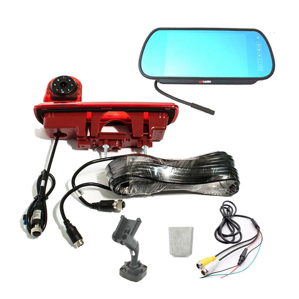 Caméra de recul Vivaro avec écran intégré à la troisième lumière de freinage sur Le Haut du Toit, Compatible avec Les véhicules Vauxhall Vivaro X82 Mk3, Opel Vivaro, Trafic et Talento de 2015 à 2019.