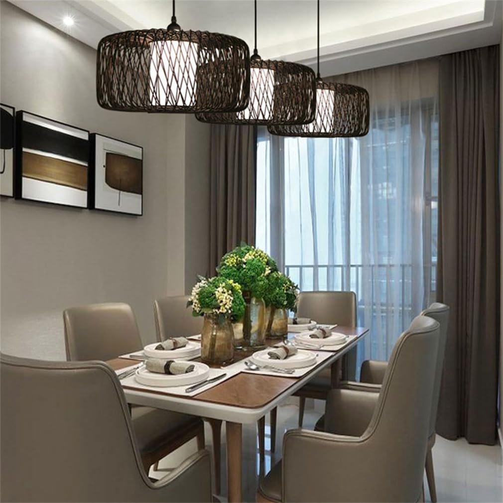 Lampada a Sospensione a Forma di Nido d'uccello in Rattan, Paralume in Vimini Intrecciato a Mano, lampadario Regolabile in Stile Rustico, per Sala da Pranzo, Cucina, Camera da Letto, Ingresso, la