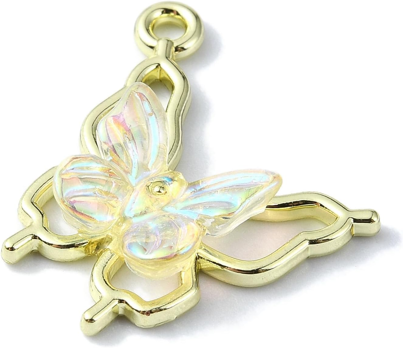 LiQunSweet 30 pcs Golden Color Butterfly Acrylic Charms Elegant Insect Animal Charms for DIY Jewelry Necklace Bracelet Earring Crafts Bag Keychain Decoration