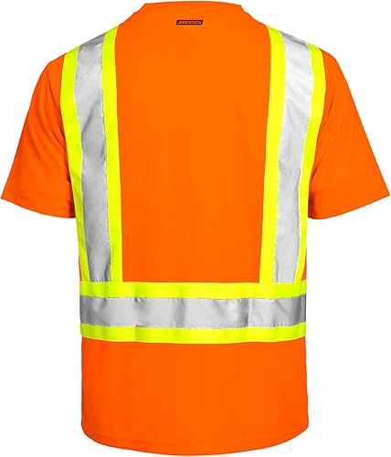 Miniatura 9 de JORESTECH Camisa de trabajo de seguridad de manga corta, rayas reflectantes de dos tonos de alta visibilidad, cumple con ANSI, paquete de 5,