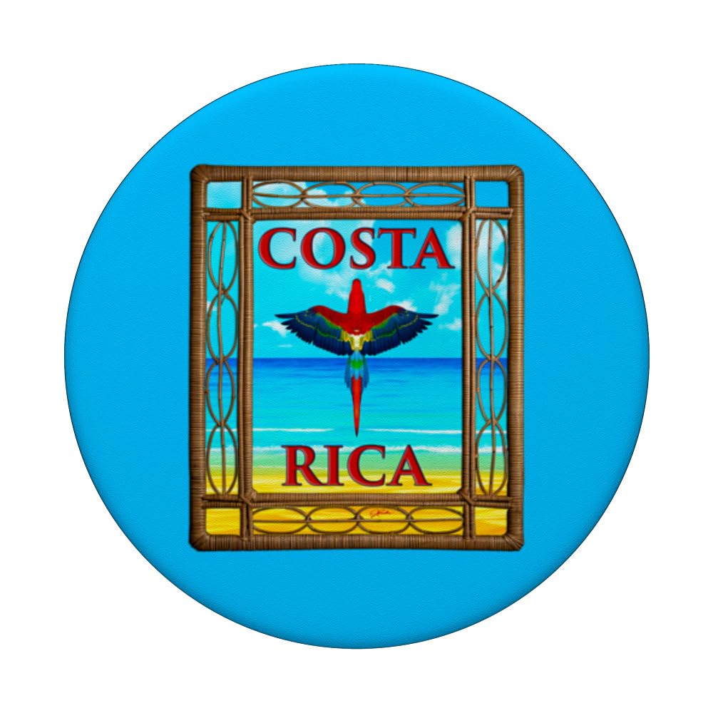 JCombs: Costa Rica, Scarlet Macaw, Beach PopSockets Swappable PopGrip, Black - Image 3