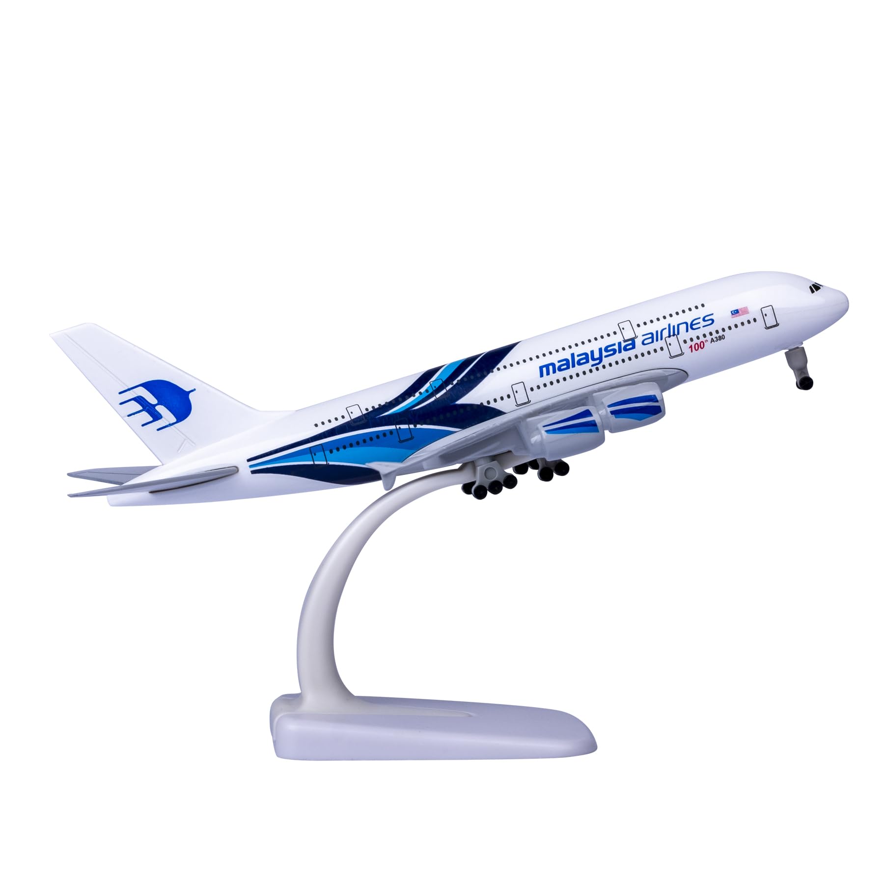 Bswath Model Airplane 1:300 Scale Malaysia Airbus 380 Model Plane Metal Alloy Diecast Plane for Gift and Decoration