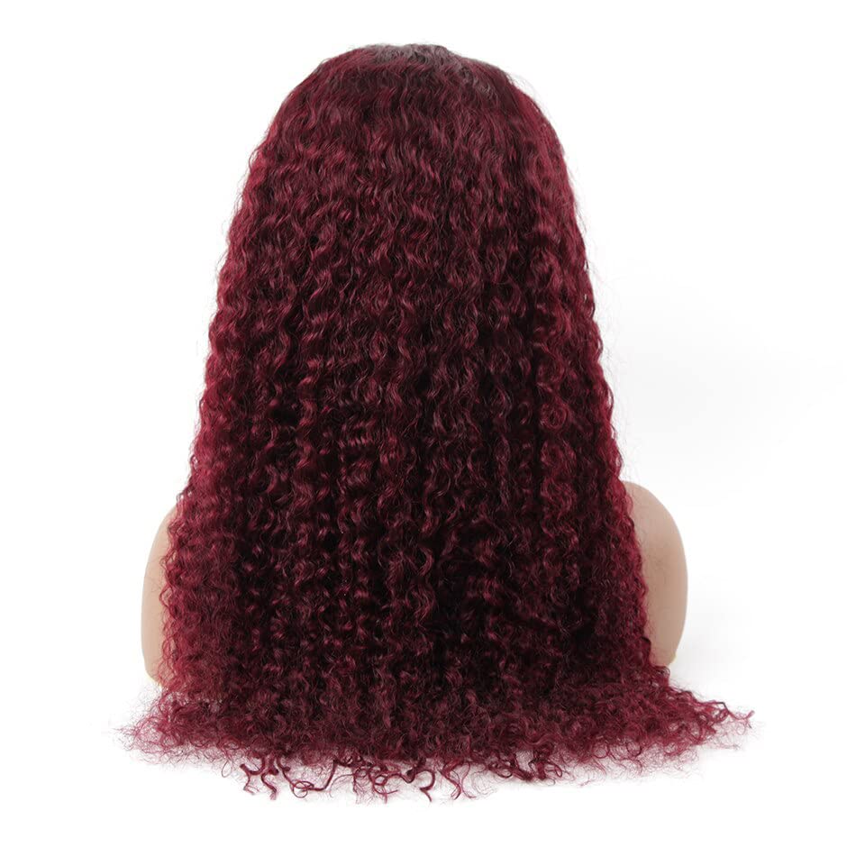 Image of XSY Headband Wig Human Hair 99J Burgundy Deep Wave None Lace Front Wig Human Hair Wigs for Black Women Glueless Wear Go Brazilian Virgin Hair (20inch,Red Burgundy)