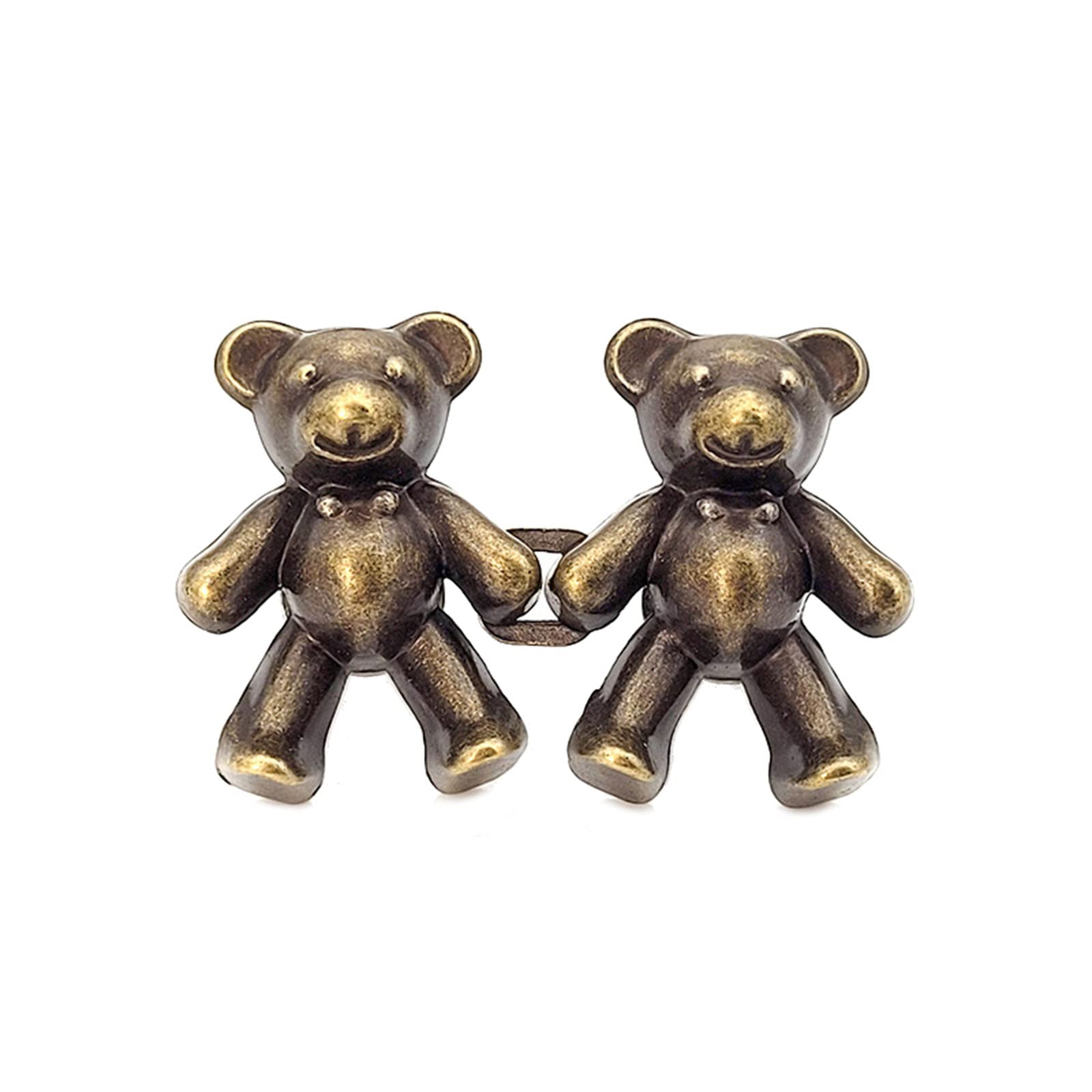 HUANGING 2Pcs Adjustable Jean Button Pins, Bear Shaped Waist Tightener Jean Buttons for Jeans Pants, No Sewing Required Pant Waist Tightener