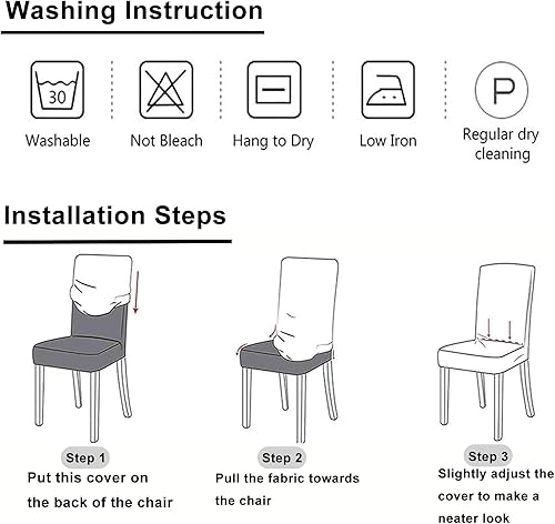 Miniatura 10 de Chickwin Paquete de 4 fundas para sillas de comedor, color amarillo, elásticas Parsons, fundas para sillas de comedor, con respaldo alto, sin