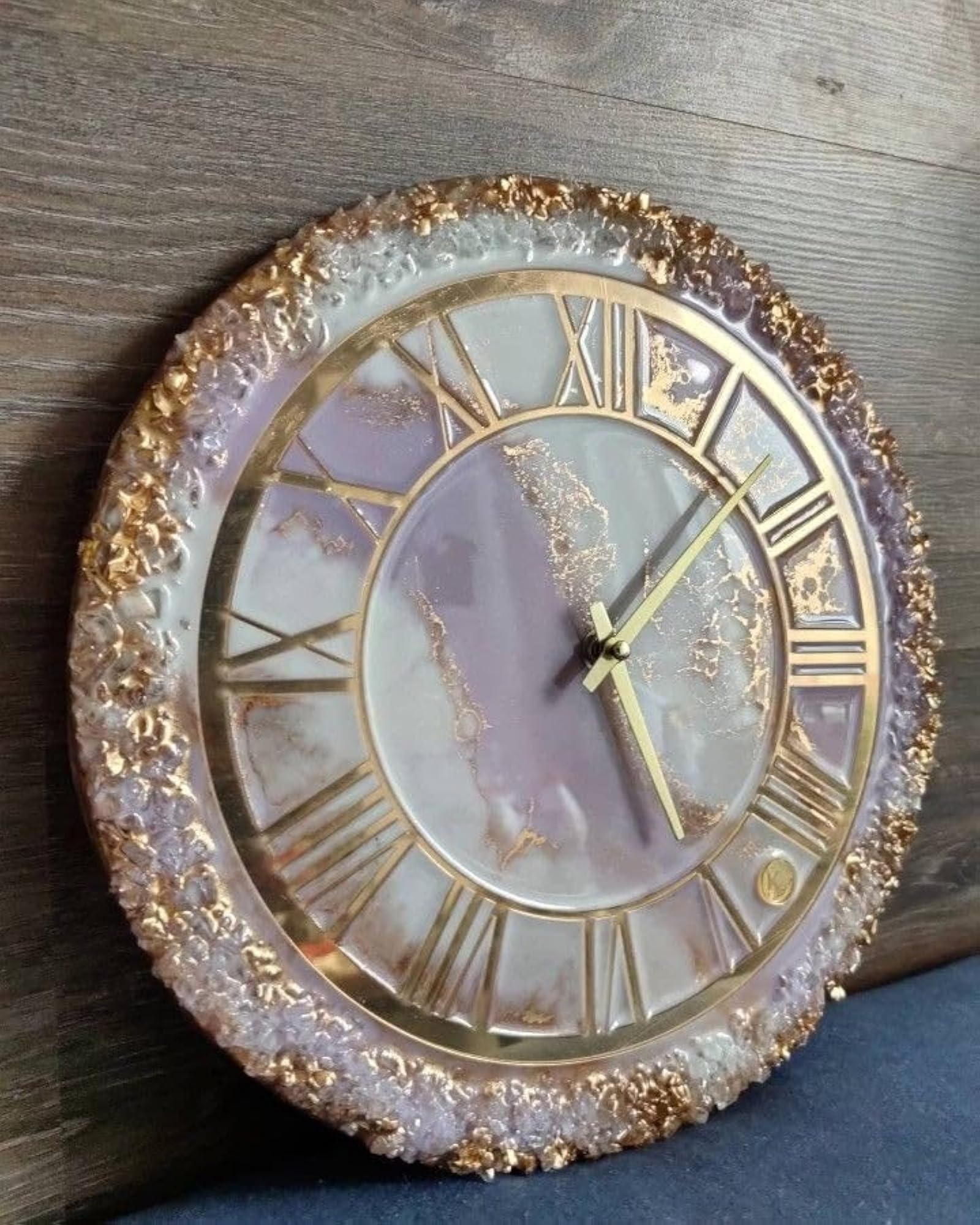 Handcrafted Lavender Resin Wall Clock, Decorative Timepiece