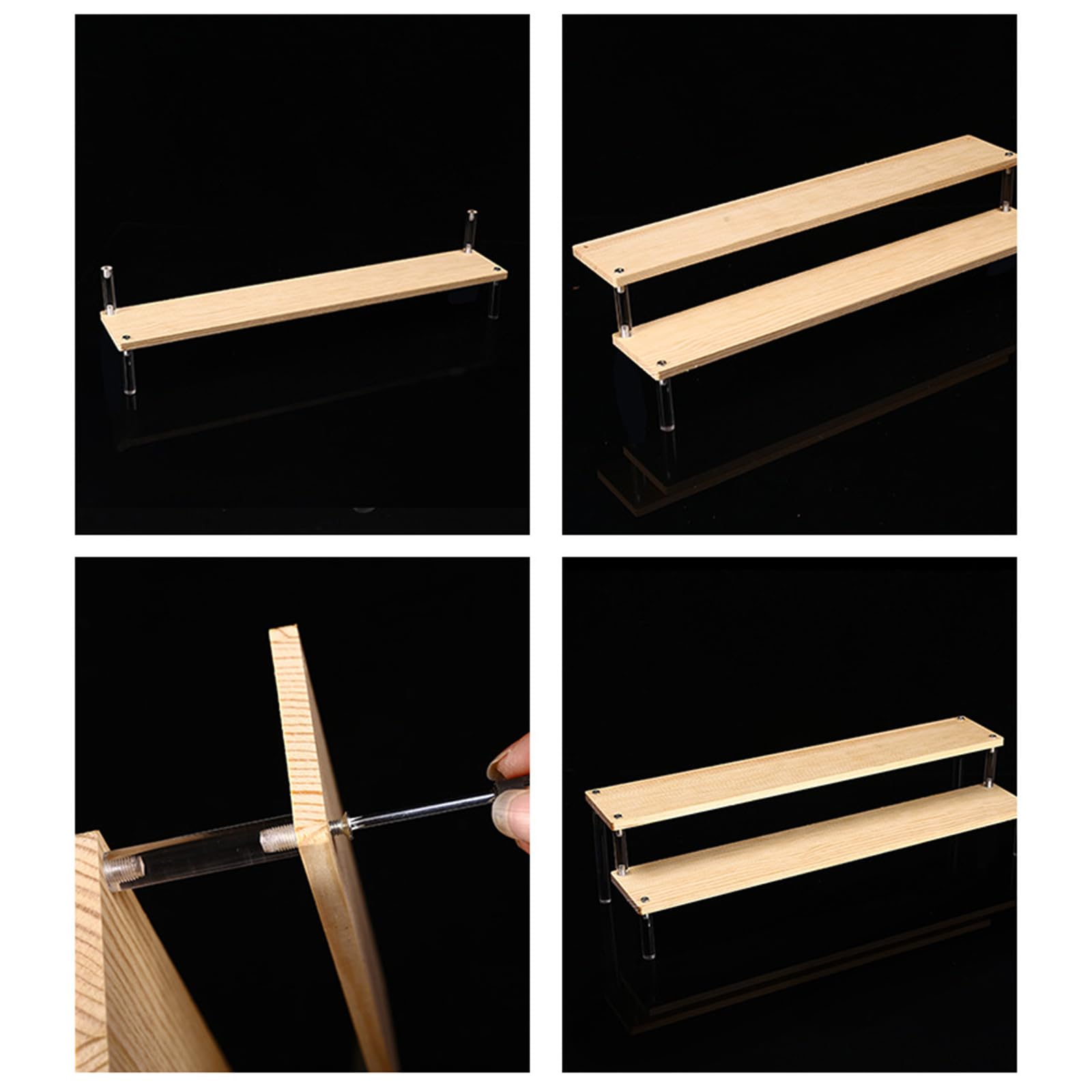 Expositor de escalera de madera y acrílico para perfumes de juguete y objetos pequeños, 1 – 5 niveles, soporte acrílico