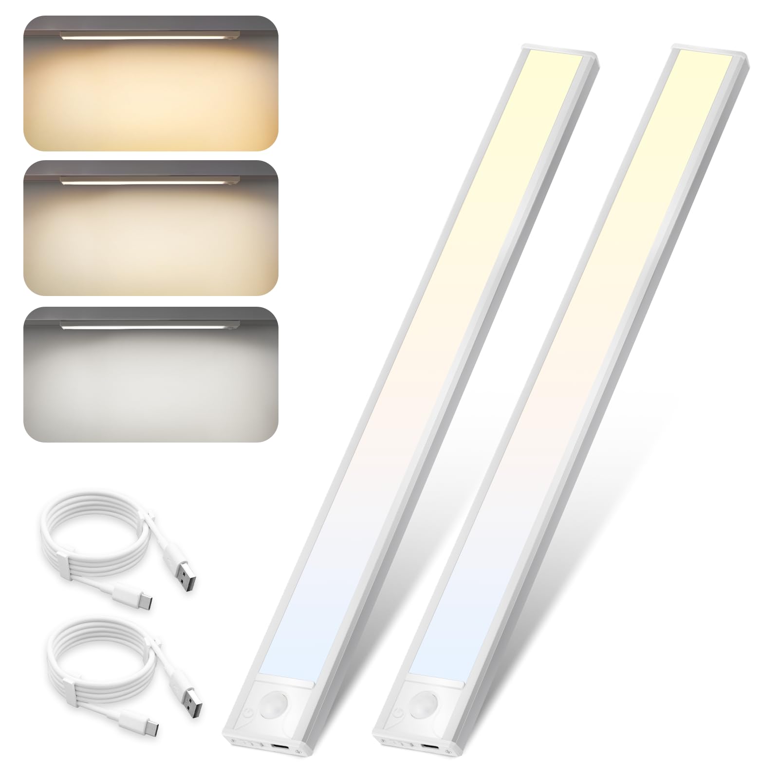 Homefire Luce LED Sottopensile Con Sensore Di Movimento, 30cm, Ricaricabile USB, 3 Colori E Luminosità Regolabile. Perfetta Per Cucina E Corridoio.