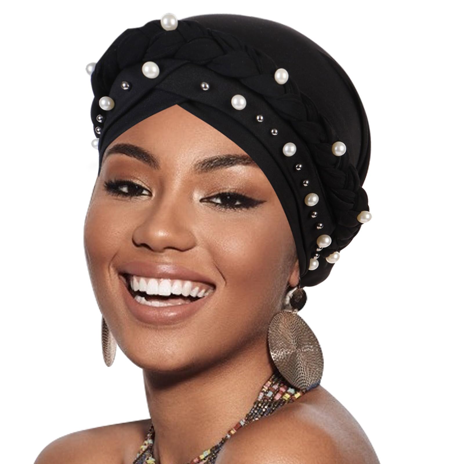 DRESHOW Turban Pre-Tied Twisted Hat Thread African Head Wraps for Black Women Chemo Cancer Cap Braid Hair Cover
