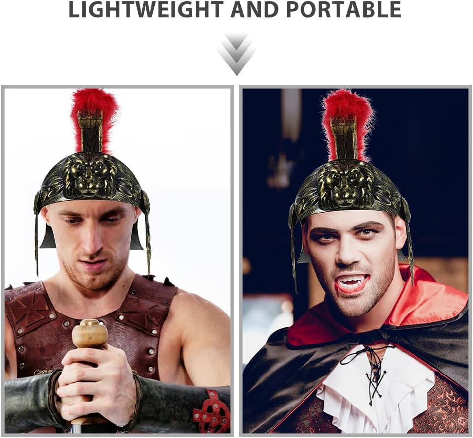 FRCOLOR 2pcs Roman Helmet Ancient Roman Soldier Helmet with Plume Greek Medieval Knight Hat Costume Accessory Multi