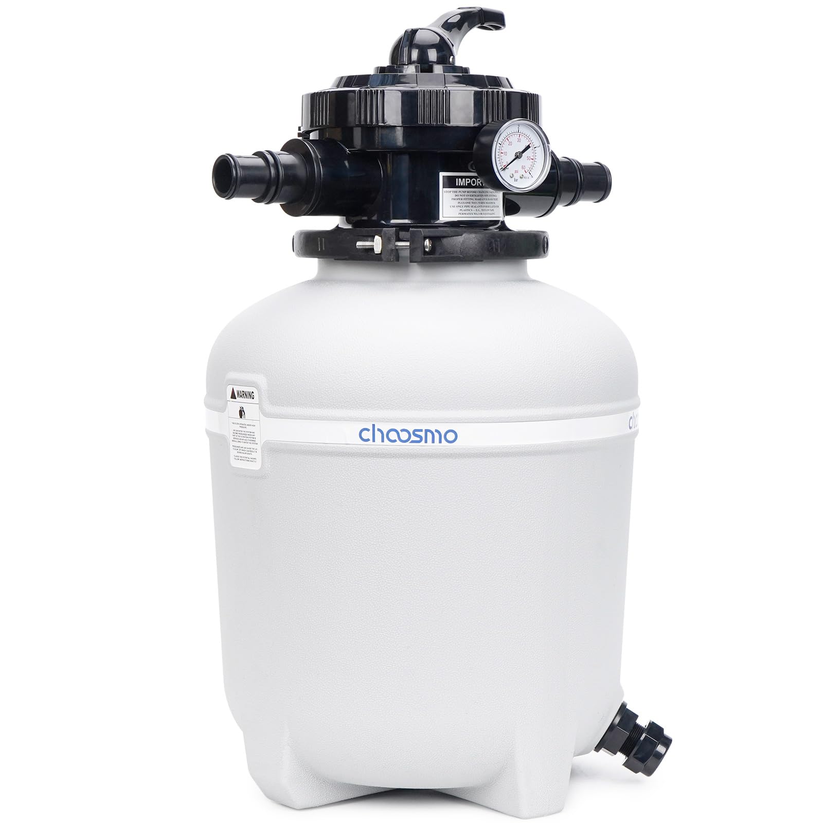 Kit di ricambio per serbatoio filtro a sabbia per piscina da 35,6 cm con valvola multi-porta a 6 vie e adattatori per tubo flessibile da 1,25/3,8 cm per sistemi di filtraggio a sabbia