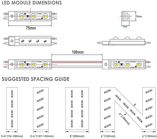 Vista 24 de LED Module, 100pcs 49.8 Ft 5730 SMD 150LM Per LED Module IP65 Waterproof Decorative Light for Advertising Signs with Tape Adhesive Backside
