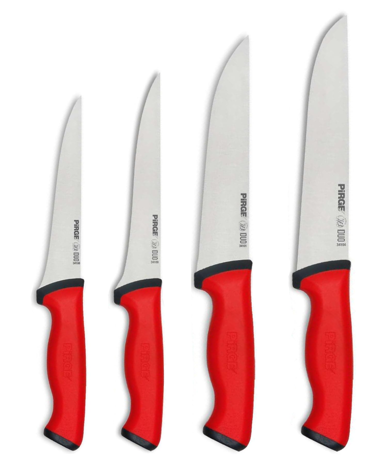 Pirge Set di coltelli da macellaio Duo, 4 pezzi, coltelli da macellazione con impugnatura antiscivolo - coltello da carne - coltello da disosso - affilatura eccellente