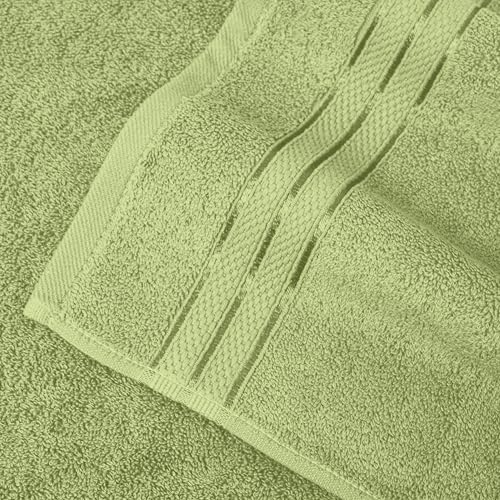 Image of Elegant Comfort Three Line Popcorn Towel Set for Bathroom 35 x 70 inches, Premium Hotel Quality 1-Pack Jumbo Towels, 100% Turkish Cotton, Soft and Durable, Quick Dry and Highly Absorbent, Sage Green