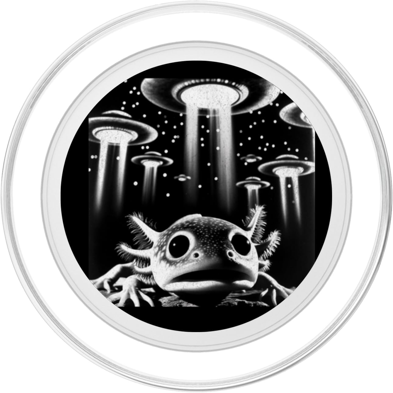 Axolotl UFO | Funny Invasion Meme Alien Axolotl UFO Selfie PopSockets MagSafe PopGrip for iPhone