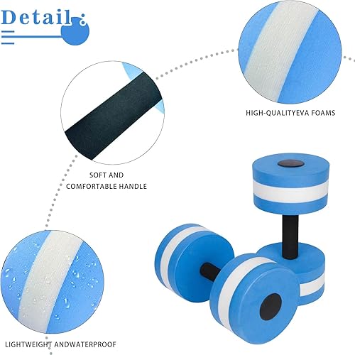 Miniatura 10 de BigBoss Juego de 2 mancuernas deportivas para ejercicio acuático, barras de ejercicio acuático