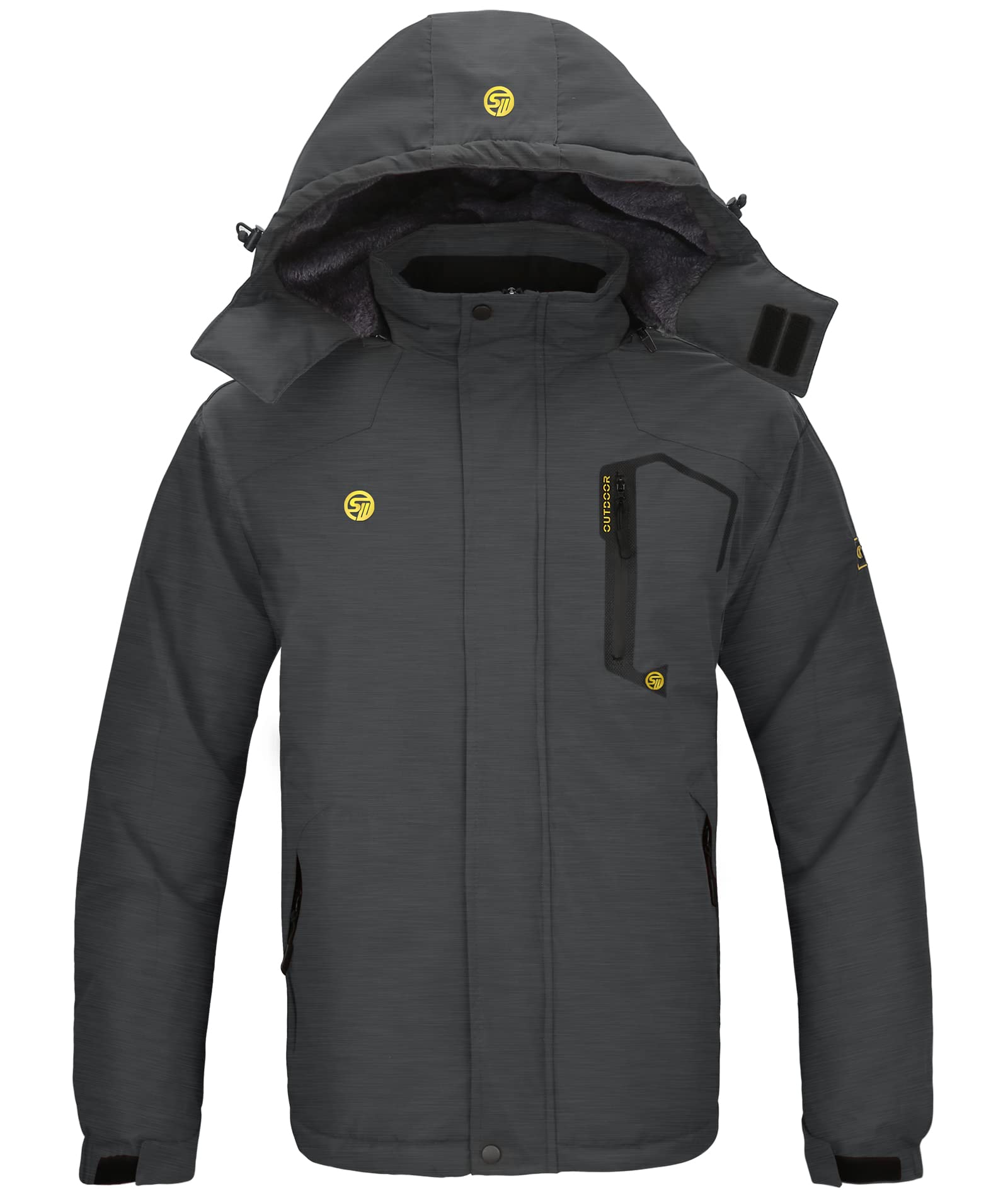 SwissWell Winterjacke Herren Warm Fleece Arbeitsjacke Wasserdicht Skijacke Winddicht Outdoor Jacke Winter mit Abnehmbarer Kapuze