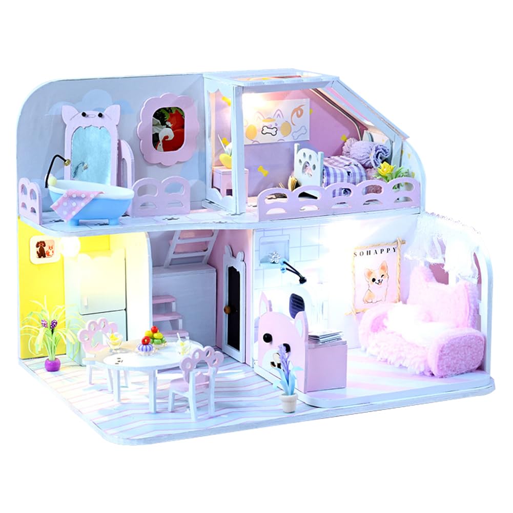DIY Miniature House Kits with Light,Miniature Model Kits,Tiny House for Adults to Build,DIY Crafts Birthday Xmas Gifts for Girl (WangWang)