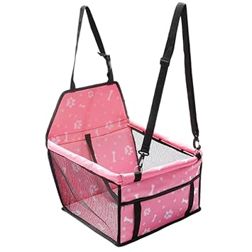 Indy Mall Car Dog Cat Seat Cover Safe Protector Waterproof Hammock Cushion Bag Seat Pink Bone Print