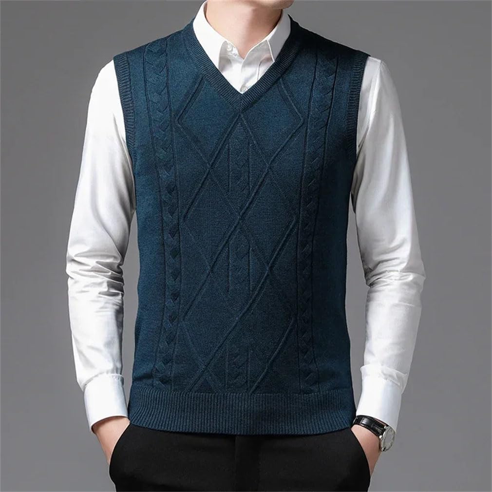 keusyoi Maglione Gilet per gli Uomini Tinta Unita Senza Maniche Maglia Maglione Inverno Breve Slim Fit Pullover Maglione