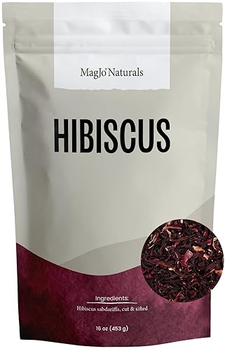 Miniatura 1 de MagJo Naturals, Flores de hibisco 1LB (16 oz) Flores de hibisco cortadas y tamizadas de hibisco, Flor de Jamaica