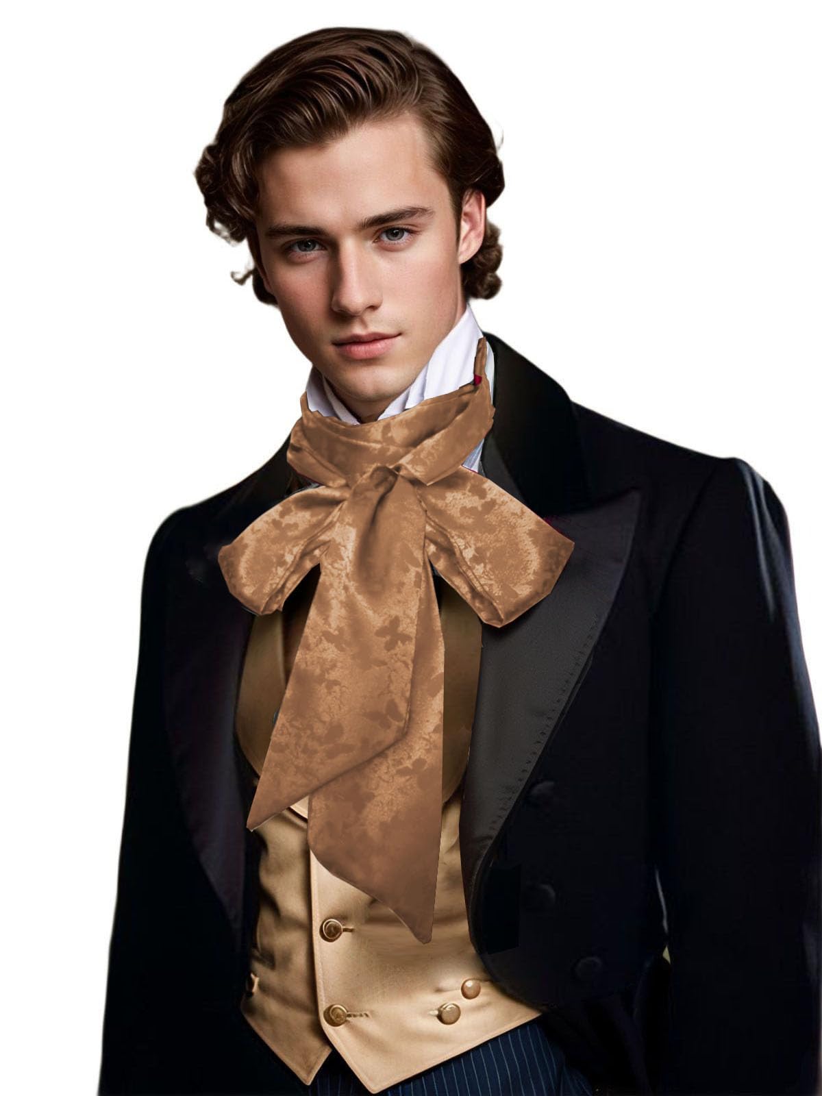 Unykaflor Renaissance Scarf Jabot Cravat,Mens Costume Collar for Victorian Edwardian Western Wedding Halloween Necktie