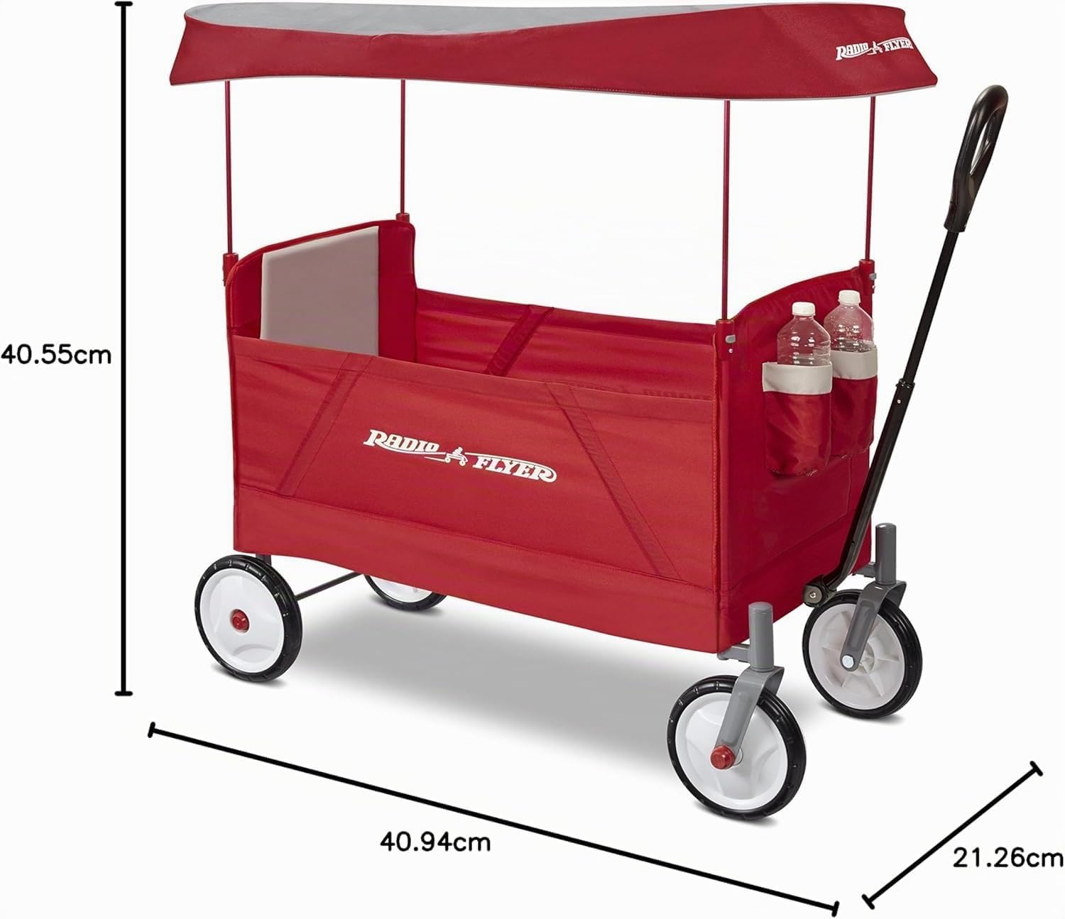 Radio Flyer EZ con toldo Vagón Plegable, Rojo, Carrito Plegable para niños de más de 1,5 años, Carro de jardín y Carga