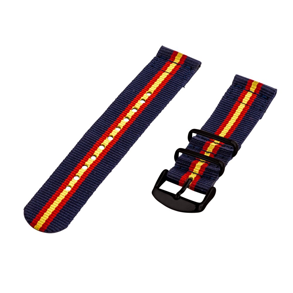 Clockwork Synergy, LLCClockwork Synergy - 18mm 2 Piece Classic Nato PVD Nylon Navy / Red / Yellow Replacement Watch Strap Band