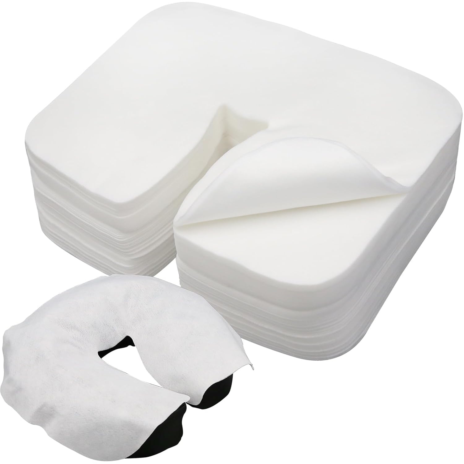 300 Count Disposable Face Cradle Covers, Medical-Grade, Ultra Soft, Luxurious, Non-Sticking Massage Face Covers, Headrest Covers for Massage Tables & Massage Chairs