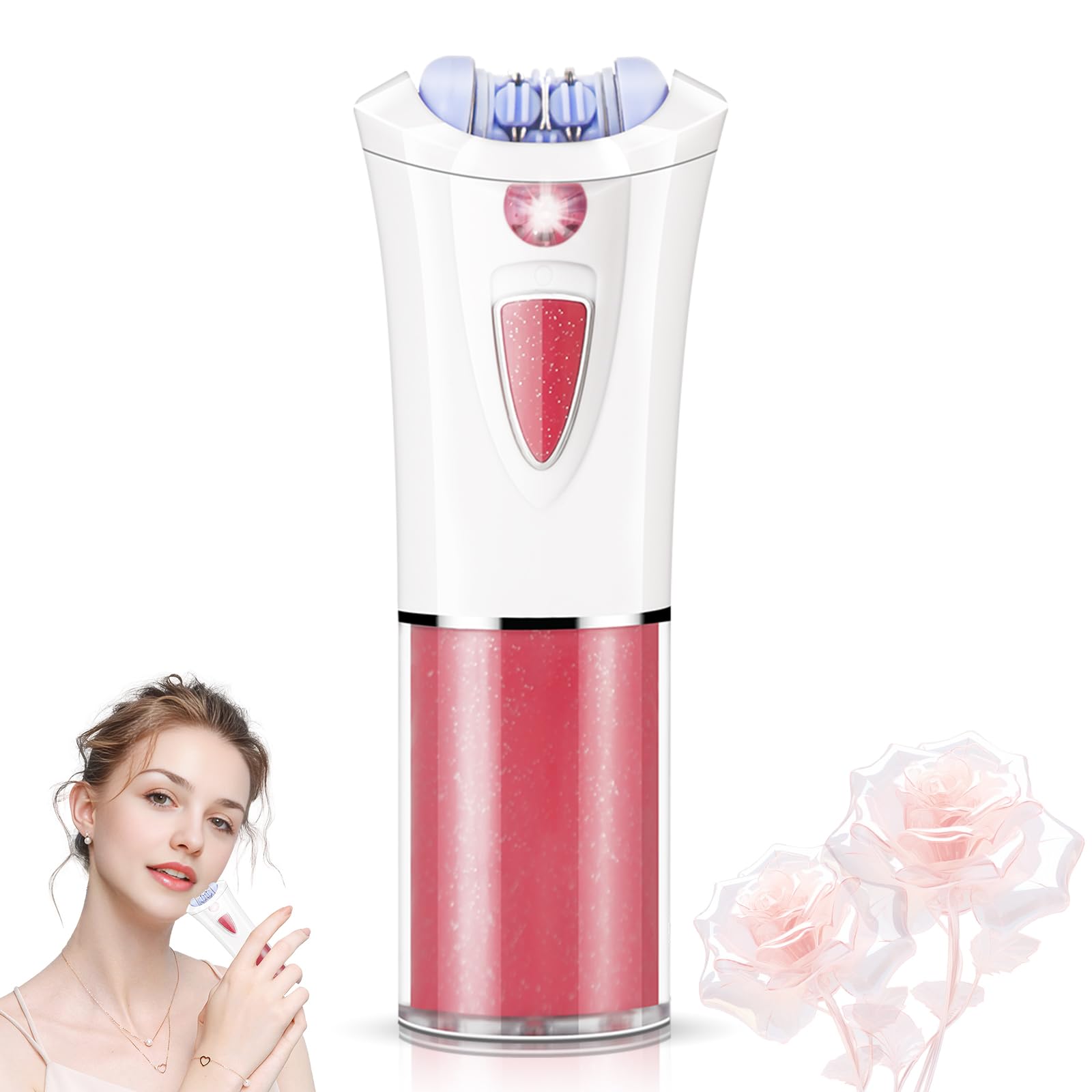 Depiladora facial para mujer, depiladora facial con luz LED, pinzas eléctricas de deslizamiento suave para cara, brazo, piernas, línea de bikini, barbilla, labios, púbico, depiladora inalámbrica