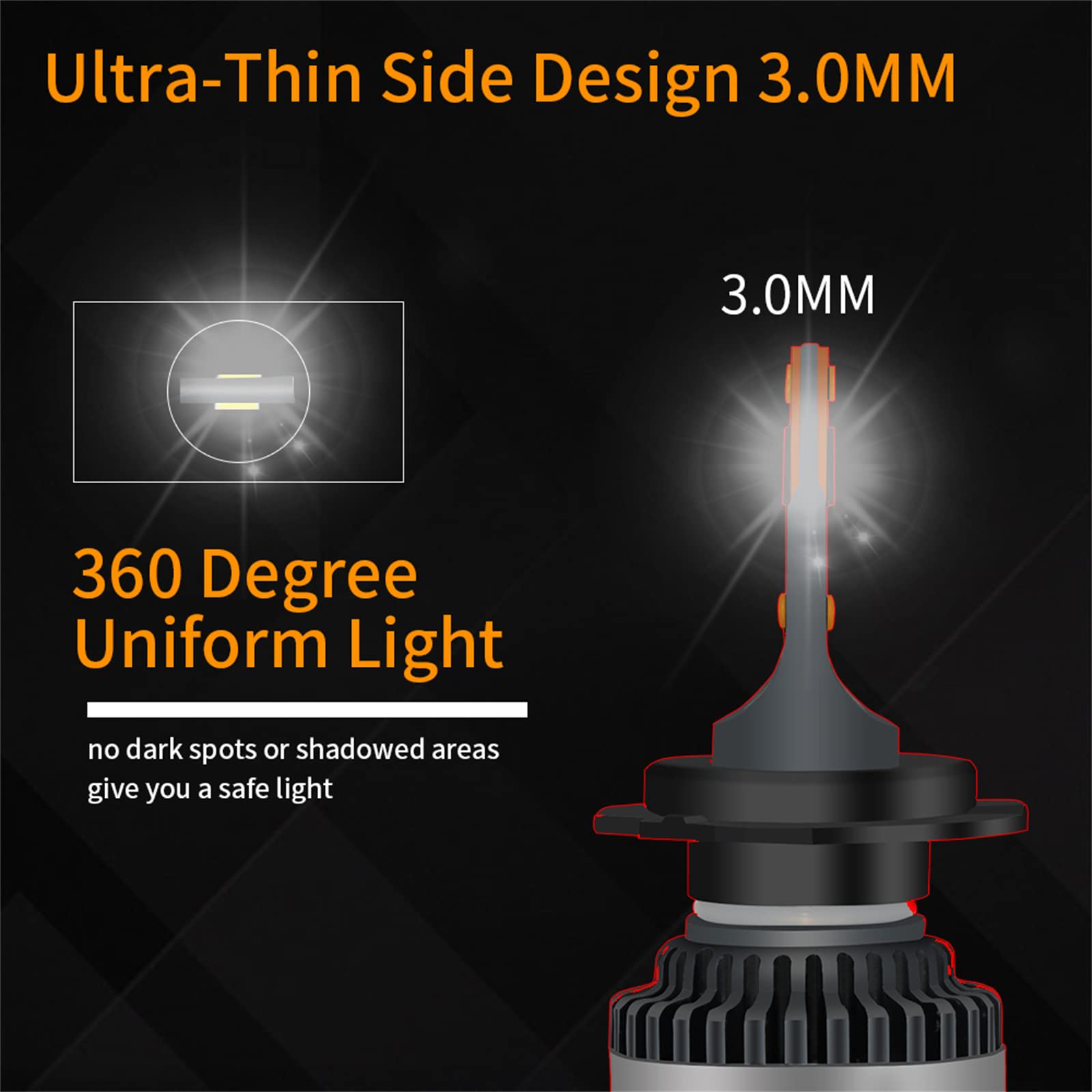 Lampadine Per Fari A LED, Kit Di Conversione Per Fari A LED Super Luminosi Da 60 W 20000 Lumen 6000 K Bianco Freddo IP68 Impermeabili, Confezione Da 2,H7