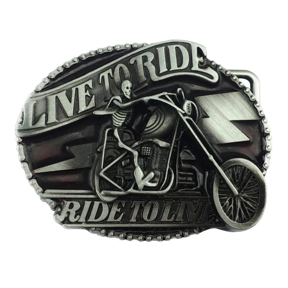 Unisex Silver 通用 Lkmy Mens 3D Skull Locomotive Motorcycle Belt Buckle, Western Cowboy Death Skeleton Vintage Eagle Belt, Cool Jeans Accessory For Men Women Father's Day, Christmas, Birthday Gift