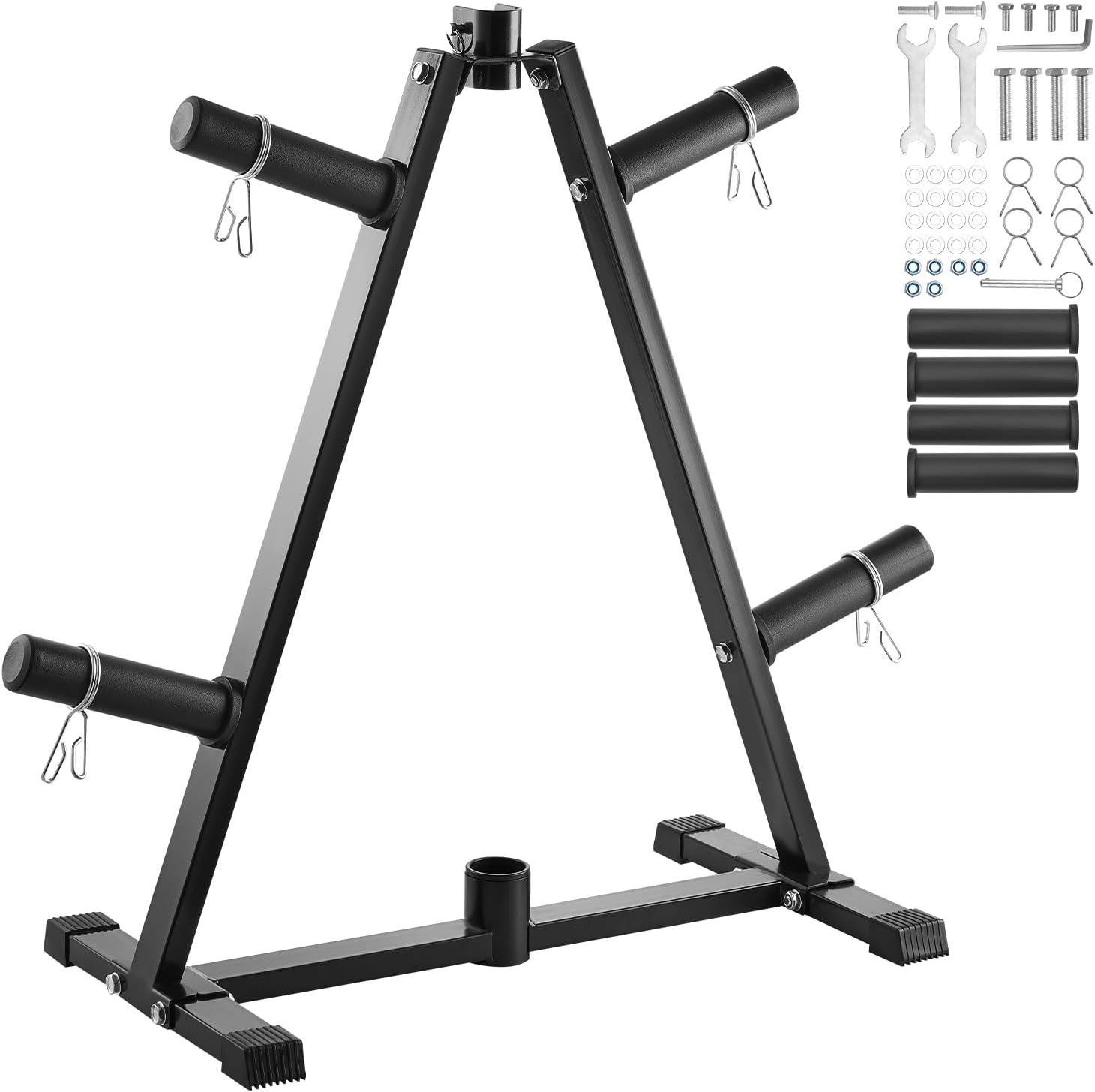VEVOR Weight Plate Rack, A Frame Weight Plate Tree for 2-Inch Weight Plates, Standard Weight Plate Tree, 300 lbs Load Capacity Weight Storage Holder, Home Gym Barbell Rack Storage Stand, Black