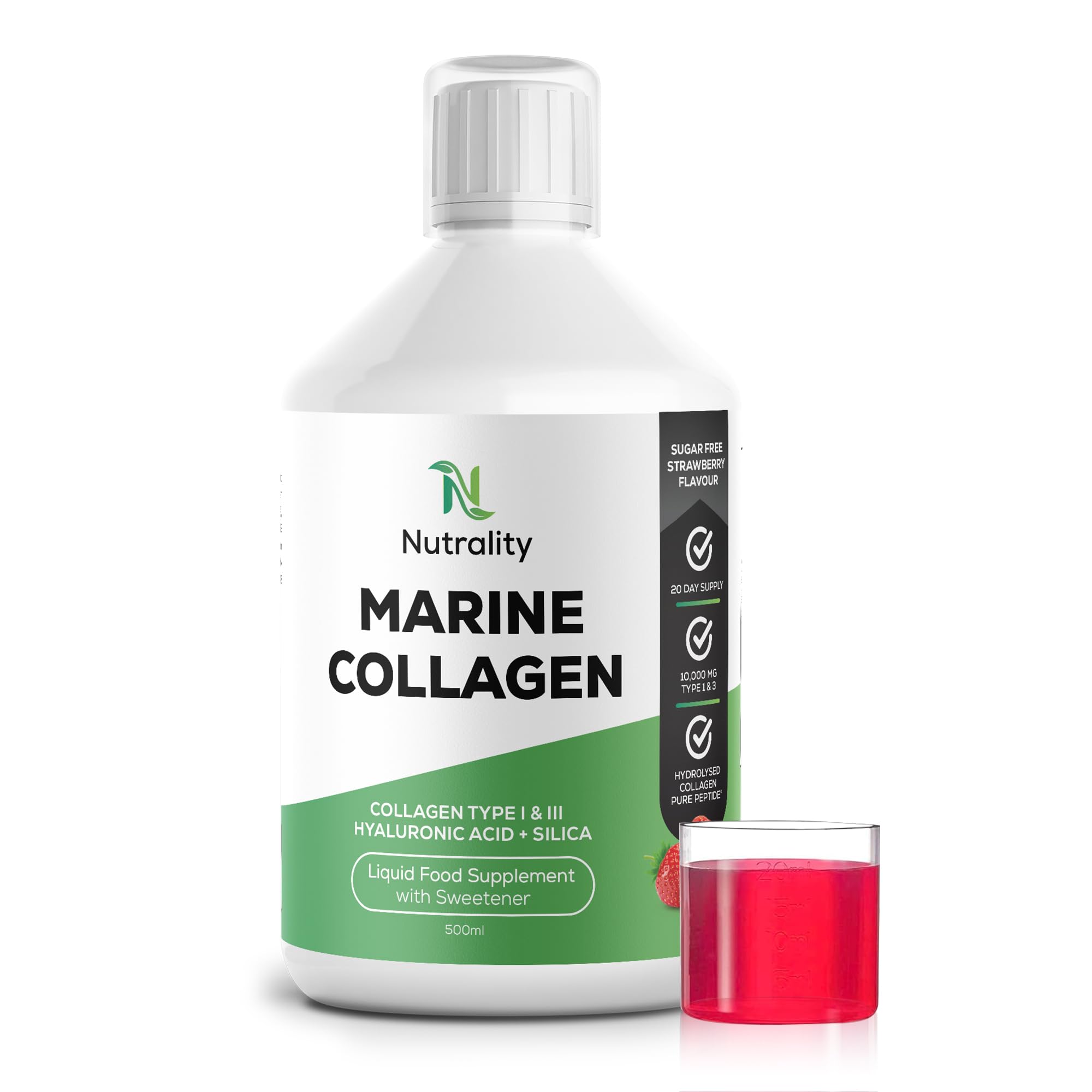 Nutrality Hydrolysed Marine Collagen Liquid 10,000mg, 500ml Bottle