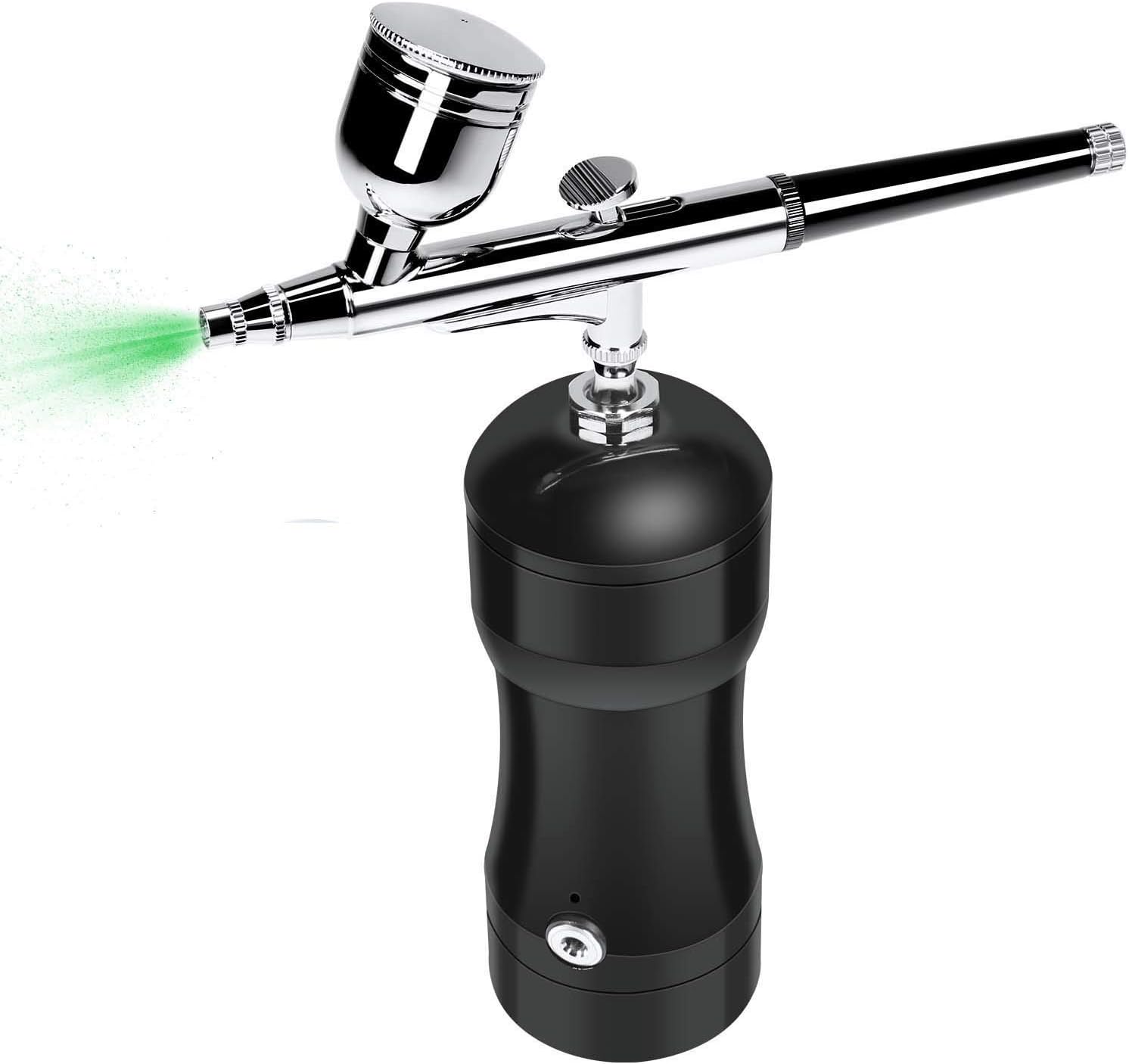 COSSCCI Mini Airbrush Kit, Portable Dual-Action Air Brush Pen Gravity Feed Airbrush with Compressor Kit for Cake Decorating Makeup Art Nail Model Painting Tattoo Manicure (Gray)