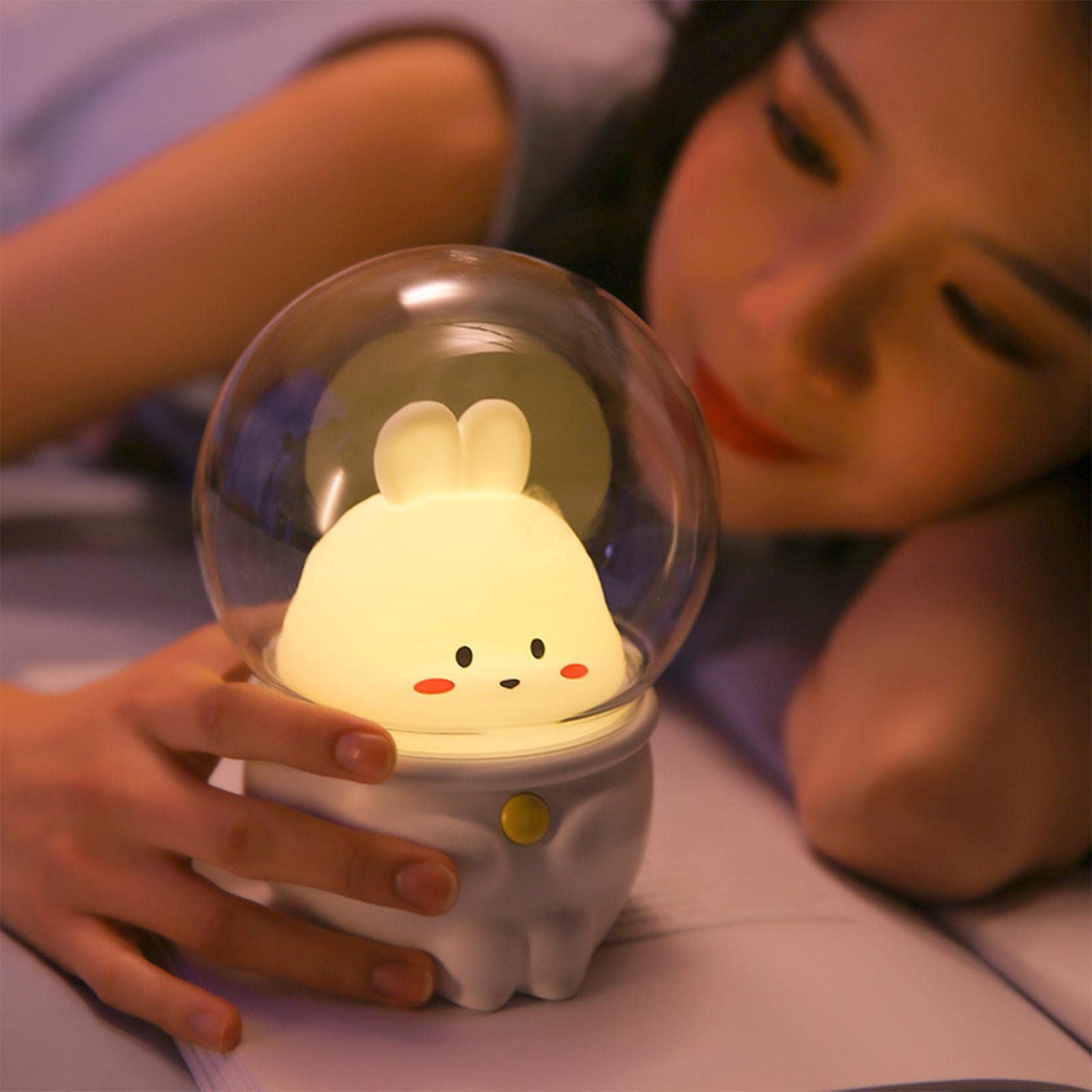 MagiDeal Luz Regulable para niños, luz para niños, luz de Silicona para, lámpara Recargable por USB para decoración de, Conejo