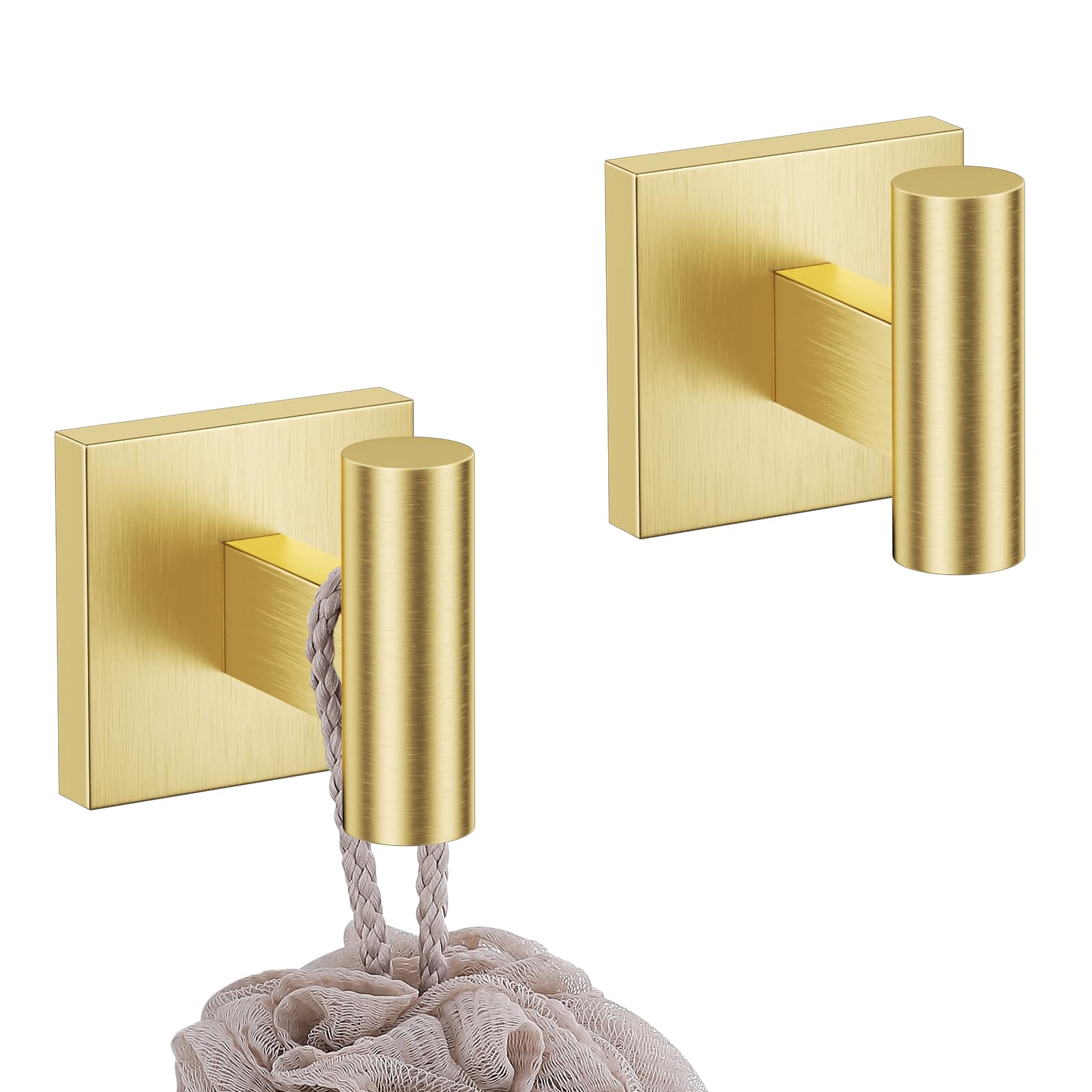 YACVCL Bathrooms Towel Hooks Brushed Gold, 2 Pieces SUS 304 Stainless Steel Robe Coat and Clothes Hooks Hanger, Stainless Steel Heavy Duty Wall Hook for Bathroom Kitchen Bedroom